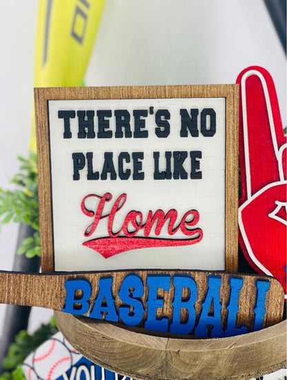 Baseball tiered tray decor, home decor, tier tray set, baseball mom, Rae dunn decor, hit hard, run fast, no crying in baseball