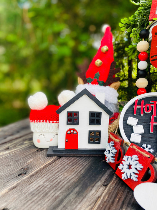 Hot cocoa tier tray / farmhouse / home decor / hutch decor / Rae dunn decor / hot cocoa / marshmallows / peppermint / tier tray set