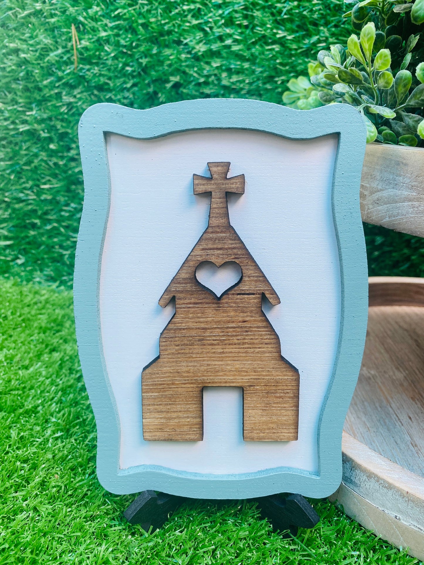 The house that built us CHURCH tier tray home decor set