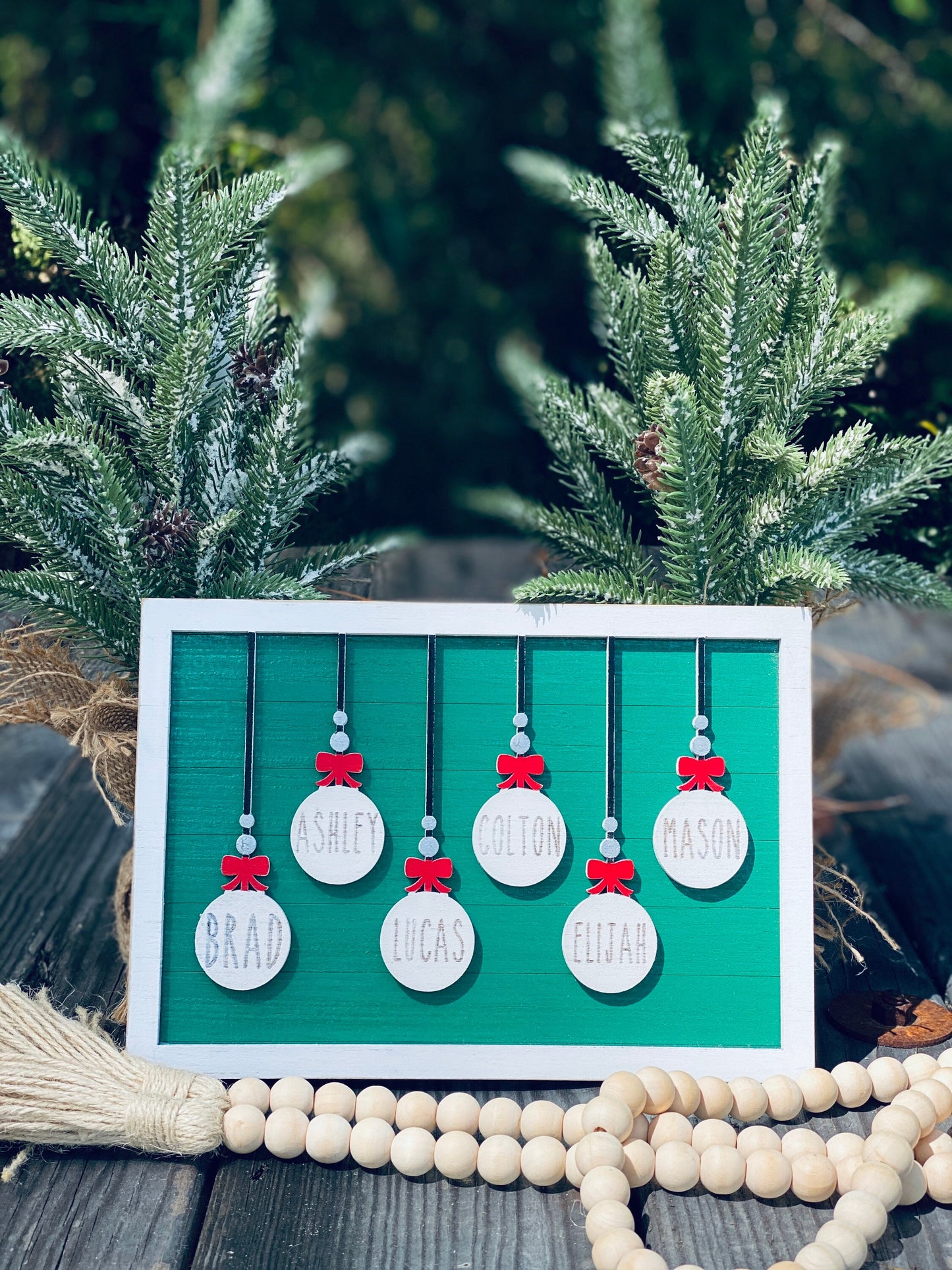 Our family ornaments - Christmas tree ornaments sign - personalized gifts - personalized family ornament sign - home decor - Christmas