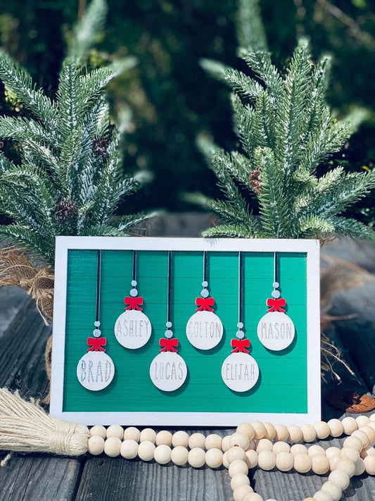 Our family ornaments - Christmas tree ornaments sign - personalized gifts - personalized family ornament sign - home decor - Christmas
