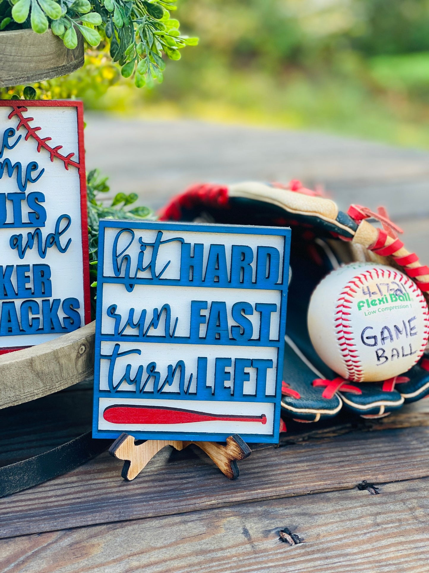 Baseball Tier Tray Set, home decor, baseball decor, man cave, home is where my heart is, home plate, baseball, kids room decor, play ball