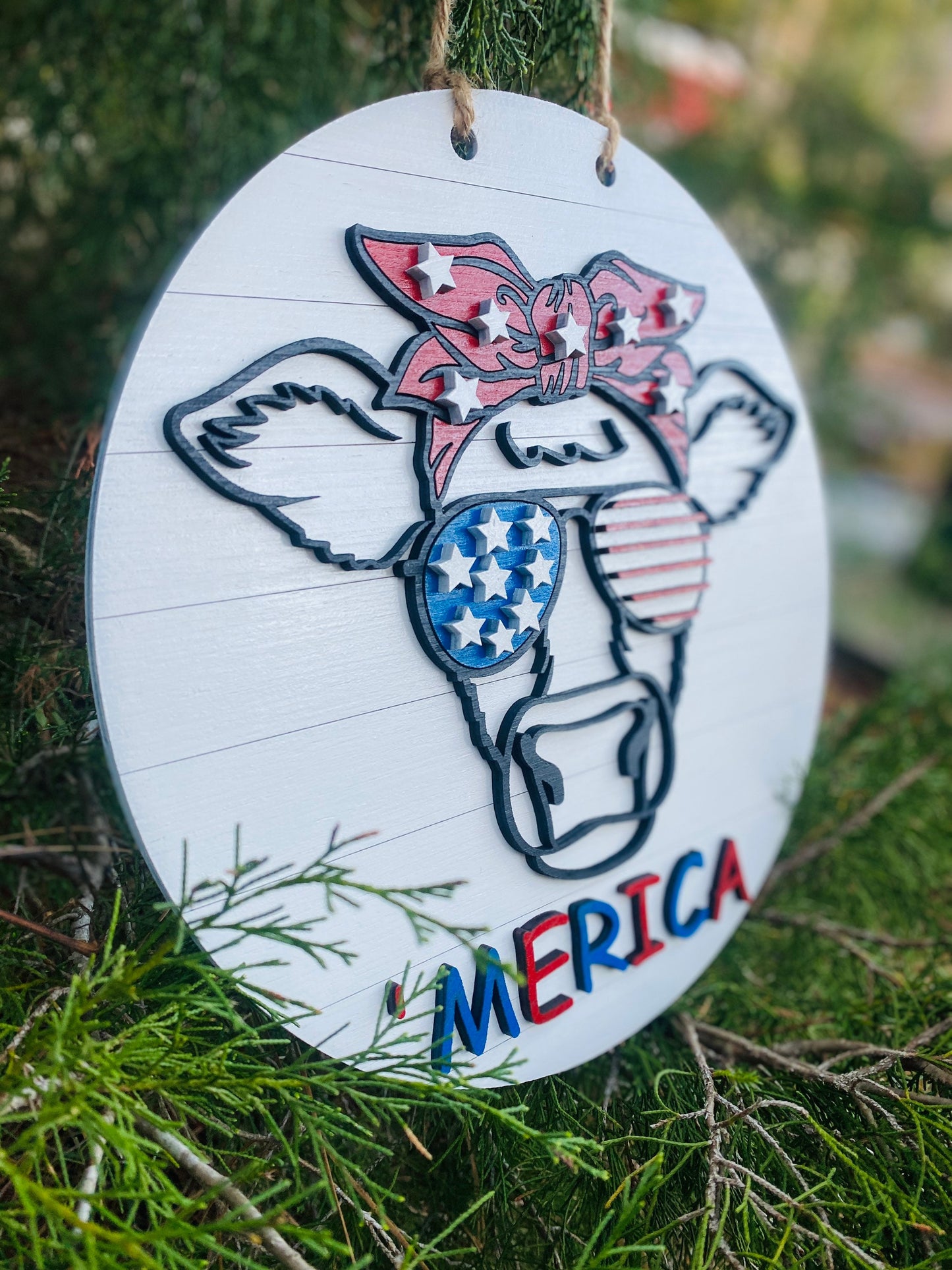 Merica cow Door Hanger