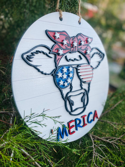 Merica cow Door Hanger