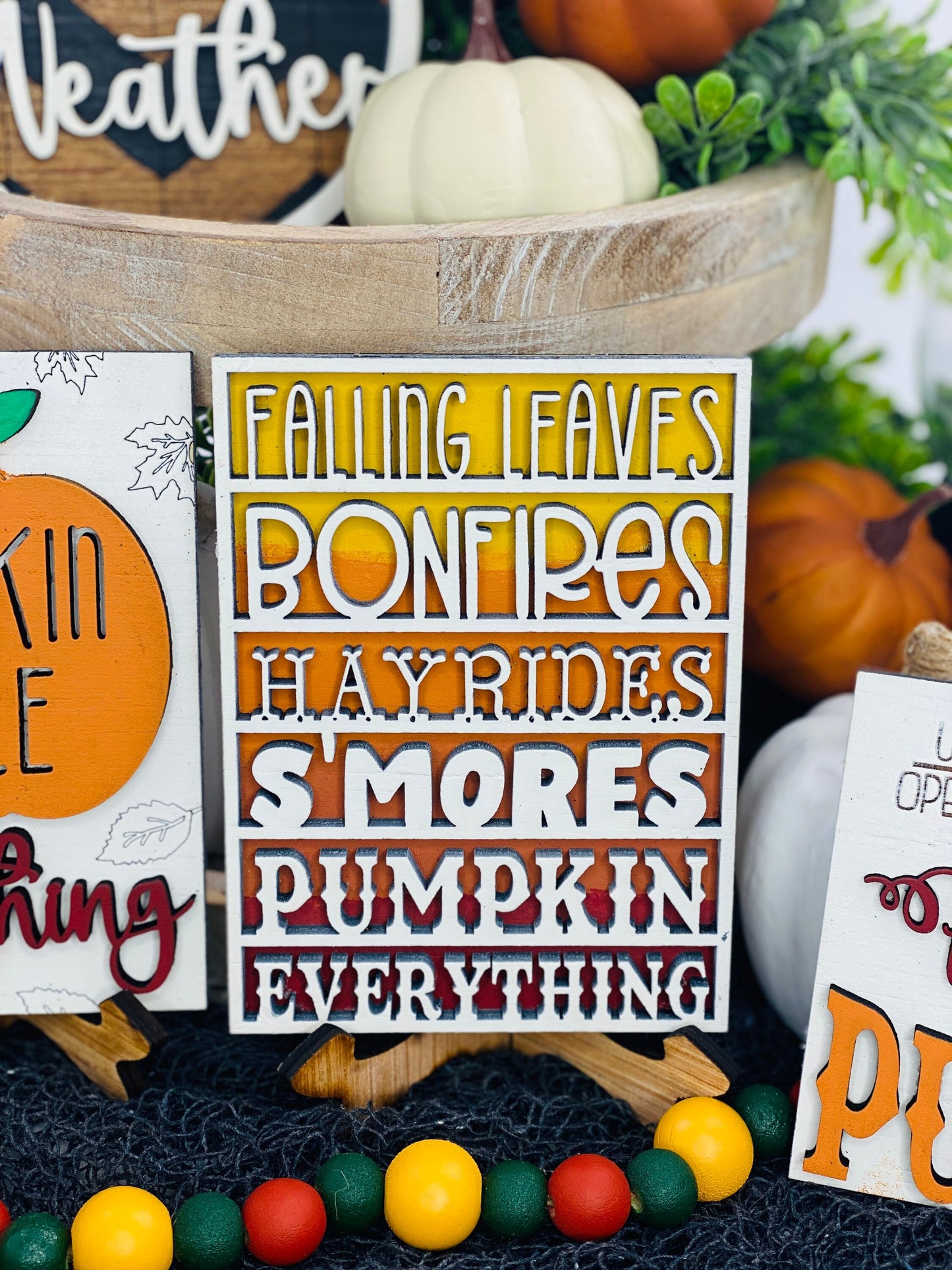 Fall tiered tray decor,pumpkin patch,pumpkin spice everything,corn maze,hayrides,apples,pumpkins,bonfires,flannel,smores,sweater weather
