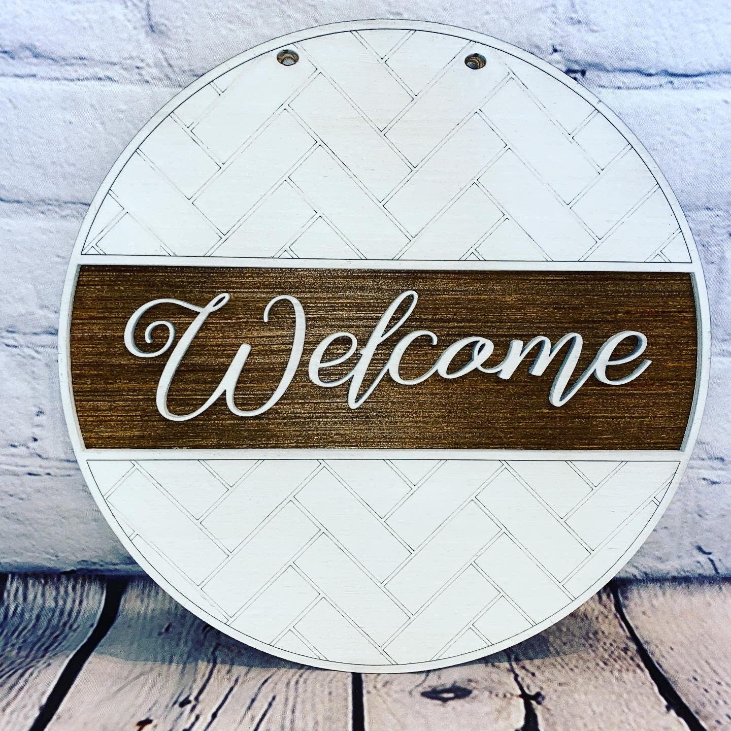 Welcome herringbone door hanger