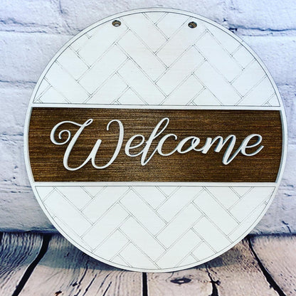 Welcome herringbone door hanger