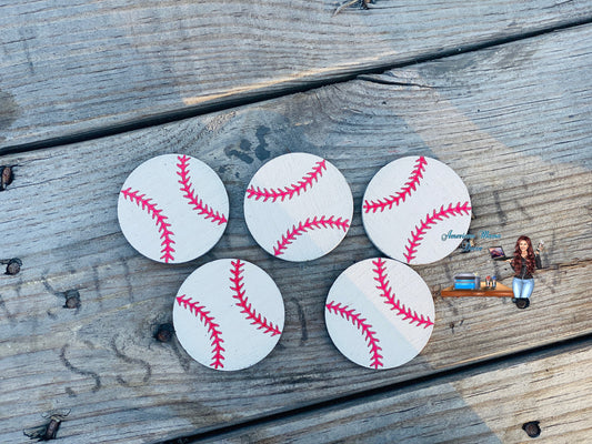 Baseball Gumball machine filler, wooden baseball cutouts, tiered tray decor, shelf sitter, farmhouse decoration, table decor, Rae dunn decor