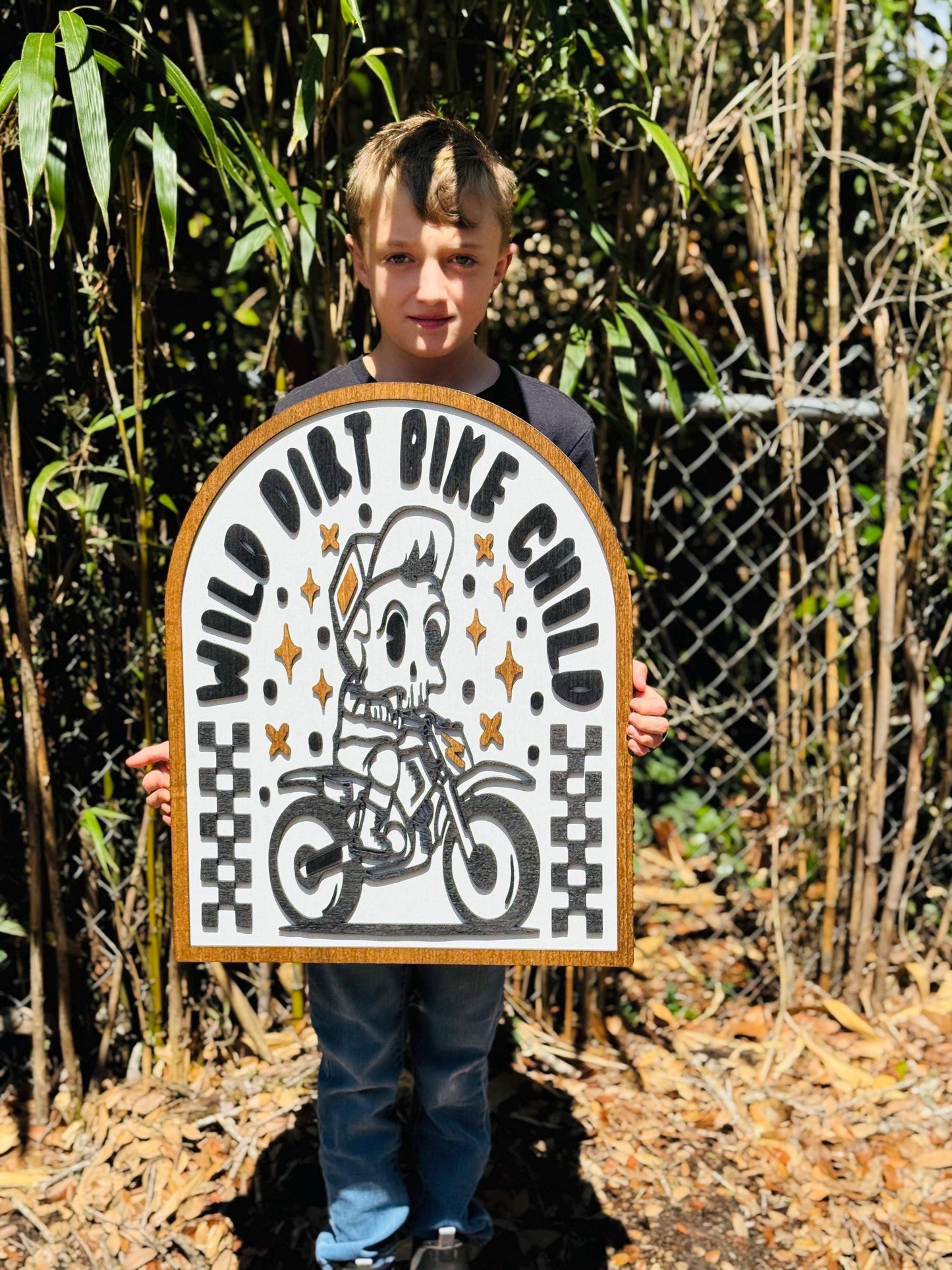 Wild Dirt Bike Child Wood Sign – Retro Motocross Decor for Kids | Dirt Bike Nursery or Bedroom Wall Art | Gift for Young Riders | motocross