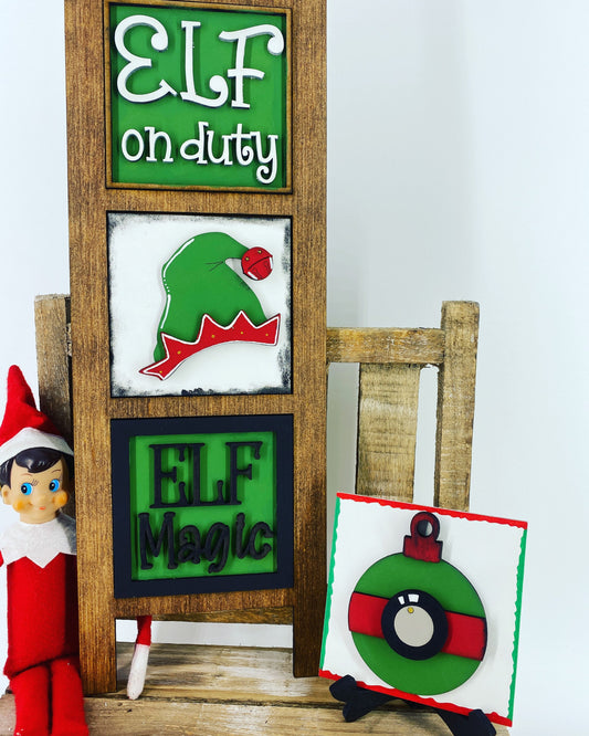 Elf Leaning ladder, home decor, Rae Dunn displays, gift for mom, elf on duty, Buddy the elf, elf magic, hutch displays, holiday decor