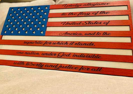 Pledge of allegiance sign, america, 3d sign, wall decor, home decor, freedom, layered sign, large wall decor, USA, americana, American flag