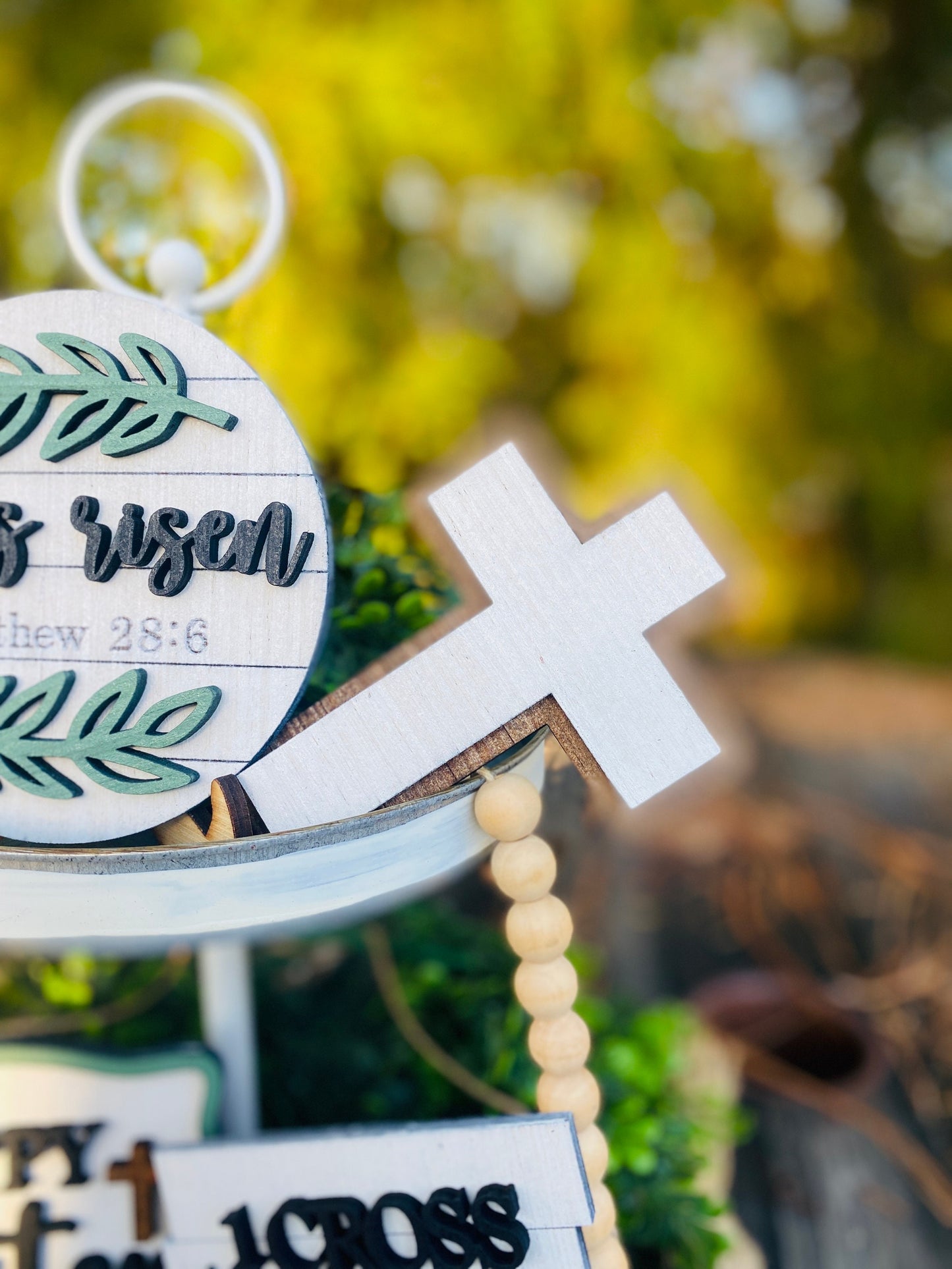 Easter tier tray decor, tier tray set, Rae dunn decor, mini signs, 3d, tier tray signs, Jesus, 1 cross 3 nails, tomb was empty, he is risen