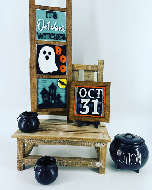 Halloween Leaning ladder, home decor, Rae Dunn displays, gift for mom, witches, haunted house, cauldron, hutch displays, holiday decor