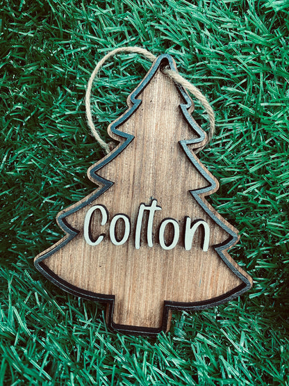 Personalized Christmas tree shape ornament… stocking tag…. Gift tag. FREE SHIPPING!!