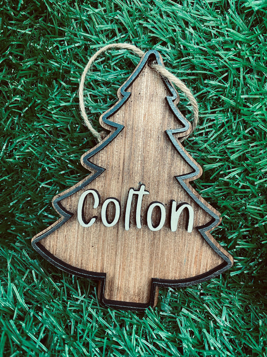 Personalized Christmas tree shape ornament… stocking tag…. Gift tag. FREE SHIPPING!!