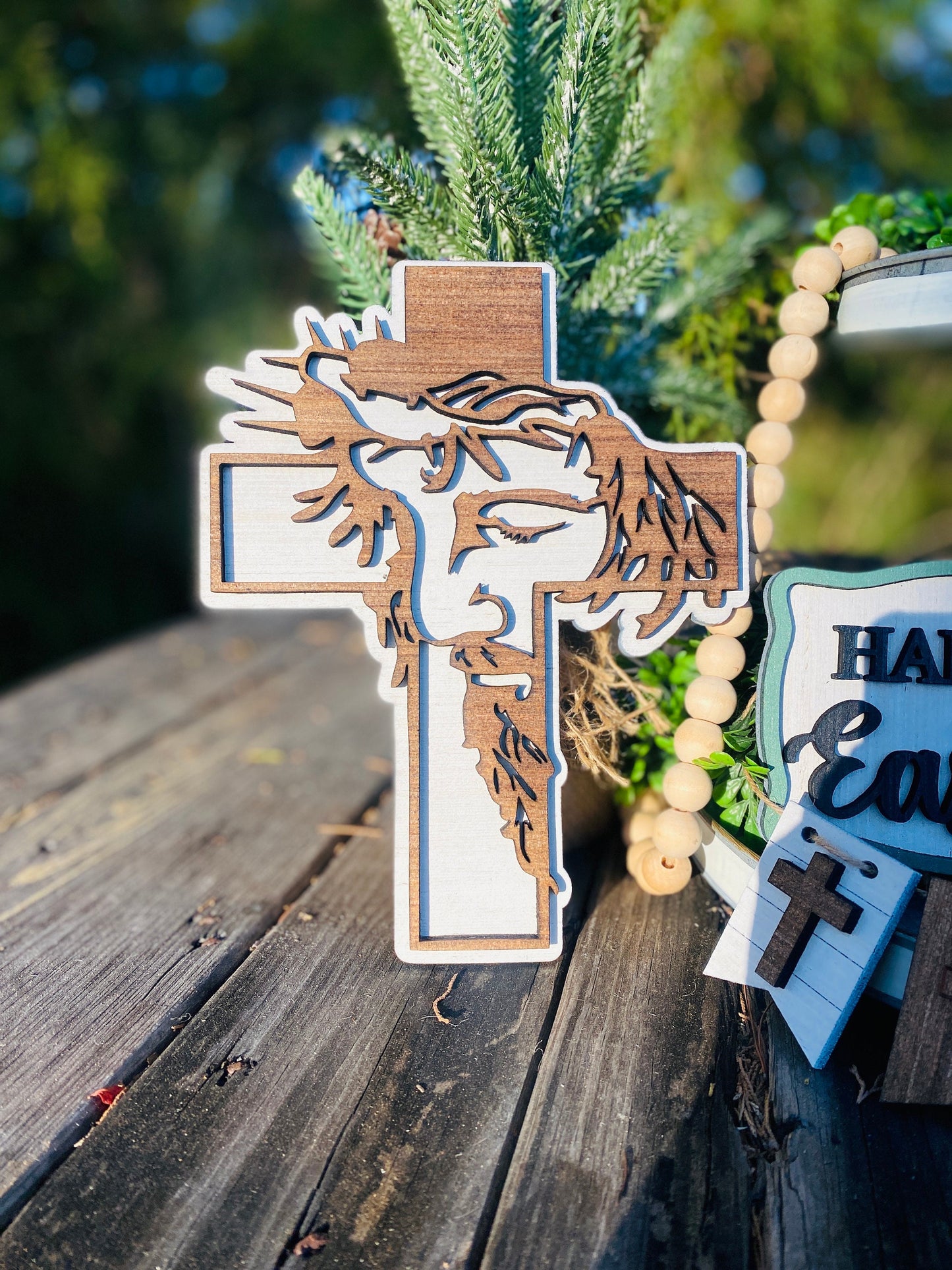 Easter tier tray decor, tier tray set, Rae dunn decor, mini signs, 3d, tier tray signs, Jesus, 1 cross 3 nails, tomb was empty, he is risen