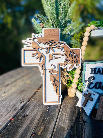 Easter tier tray decor, tier tray set, Rae dunn decor, mini signs, 3d, tier tray signs, Jesus, 1 cross 3 nails, tomb was empty, he is risen