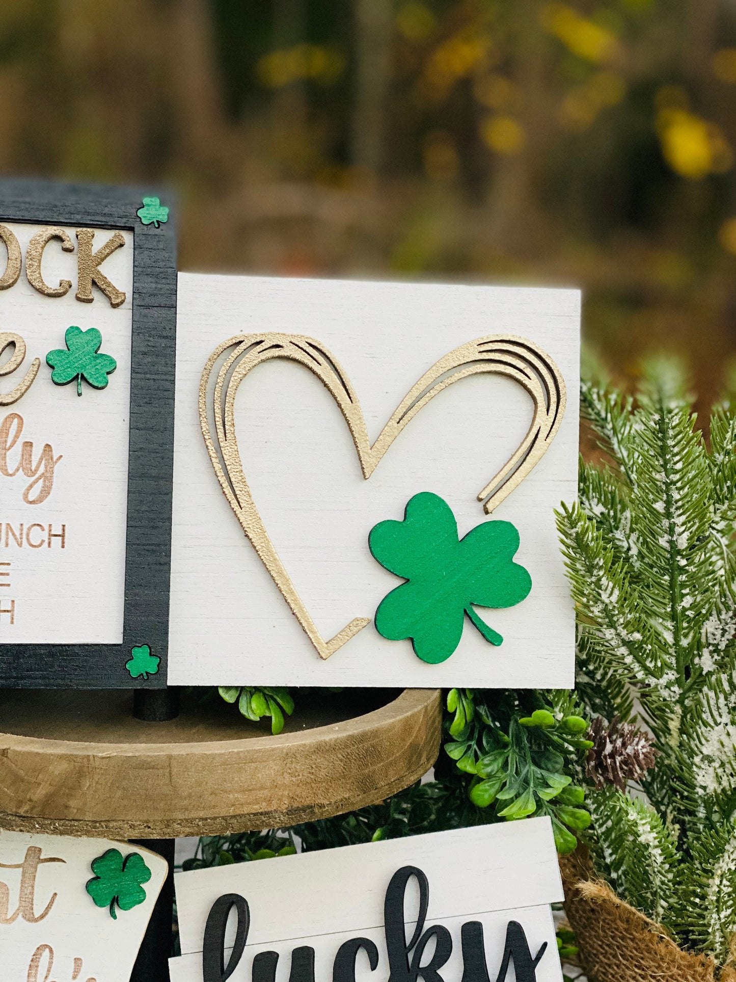 St Patrick’s day tier tray set, home decor, St. Patty’s, Rae dunn decor, shamrock cafe, lucky charm, pot of gold, mini signs, clover