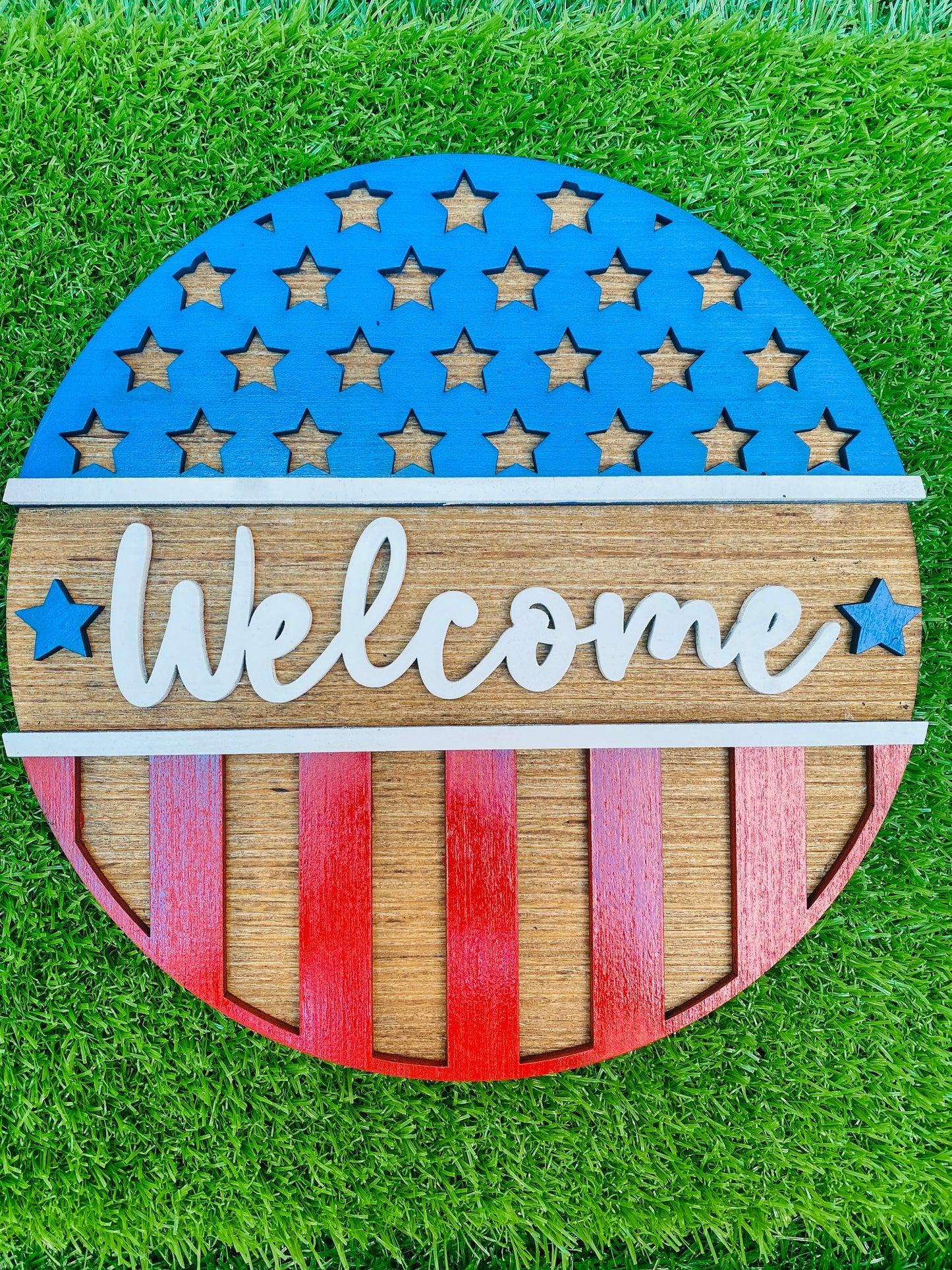 Welcome Americana door hanger… July 4th Memorial Day America home decor