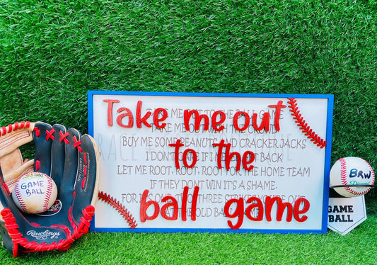 Take me out to the ballgame sign with engraved wording also FREE SHIPPING baseball, sports, man cave decor