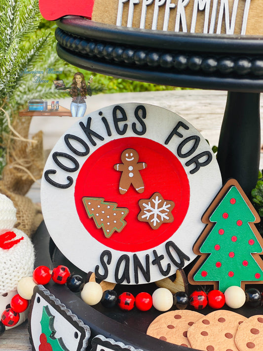 Christmas cookies, baking, gingerbread, peppermint, tier tray decor, home decor, Christmas decor, cookies for Santa, fresh baked, xmas