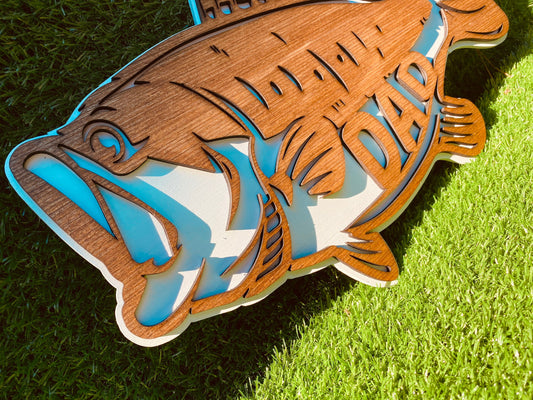 BASS Father’s Day sign-DAD-Grandpa-uncle-papa or plain fish hanging sign home decor, perfect Father’s Day day gift, fishing, outdoors