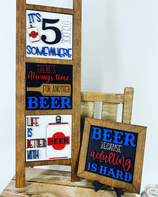 Beer Leaning ladder, home decor, Rae Dunn displays, gift for dad, coors light, bud light, man cave, hutch displays, holiday decor