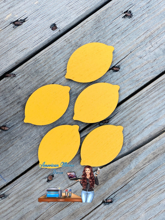Lemon Gumball machine filler, wooden lemon cutouts, tiered tray decor, shelf sitter, farmhouse decoration, table decor, Rae dunn decor
