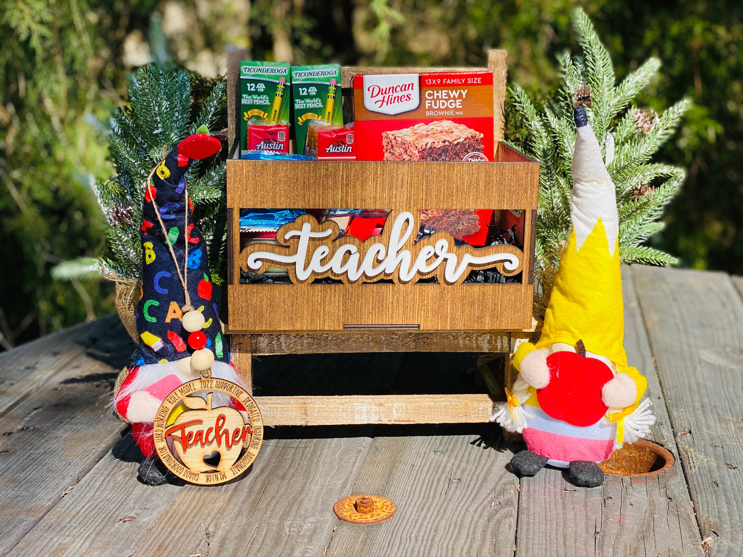 Teacher gift crate, fillable crate, teacher gifts, gift from student, classroom decor, student gifts, desk decor, gift crate, teacher crate
