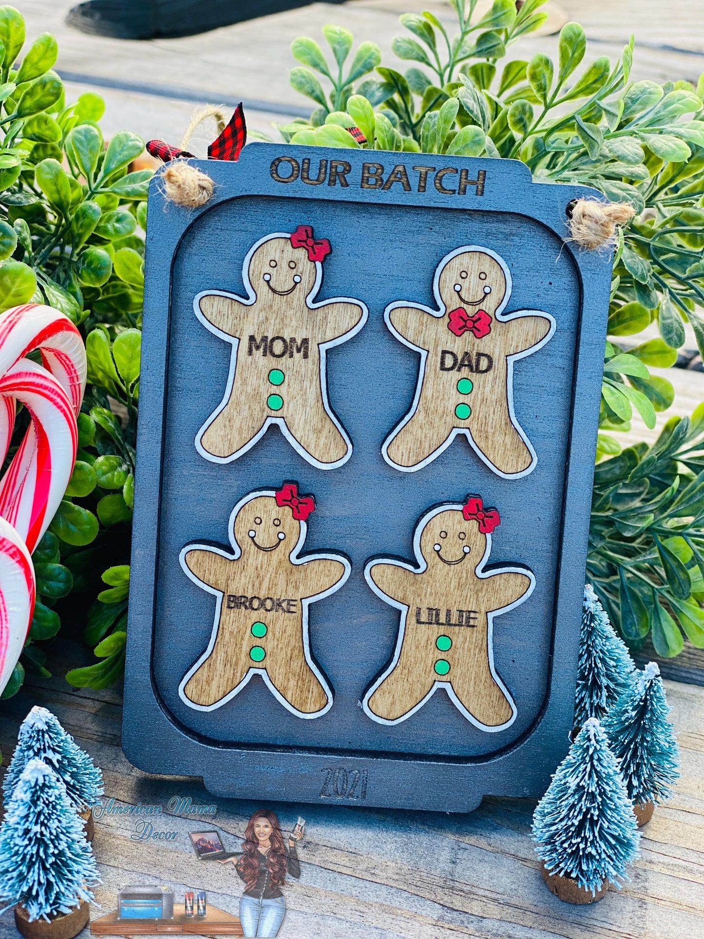 Gingerbread family Christmas ornament, stocking stuffer, Christmas tree decor, home decor, baking sheet, gifts for mom, xmas, Santa, cookies