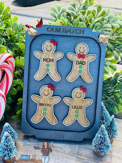 Gingerbread family Christmas ornament, stocking stuffer, Christmas tree decor, home decor, baking sheet, gifts for mom, xmas, Santa, cookies