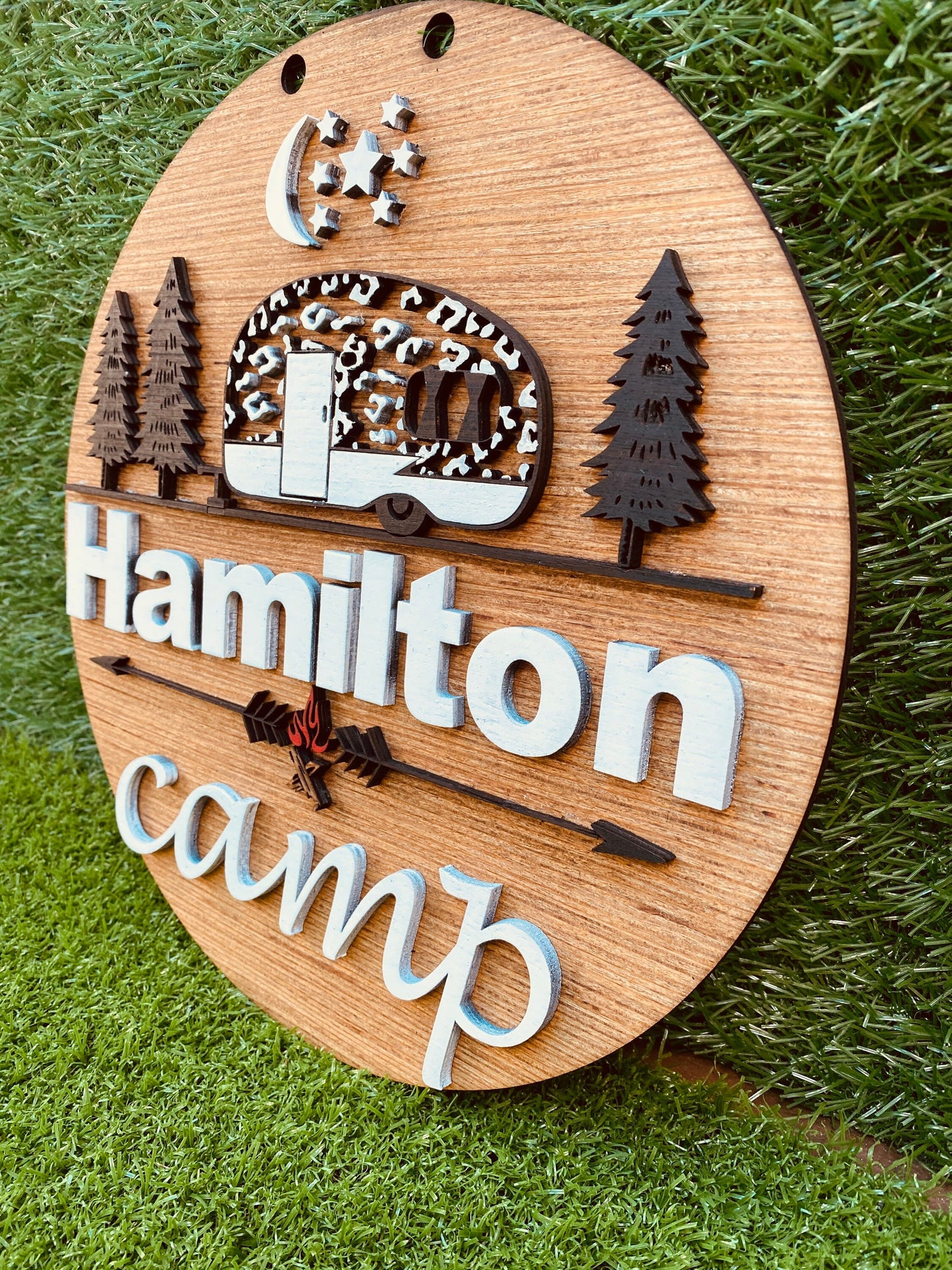 Camping enthusiast door hanger home decor