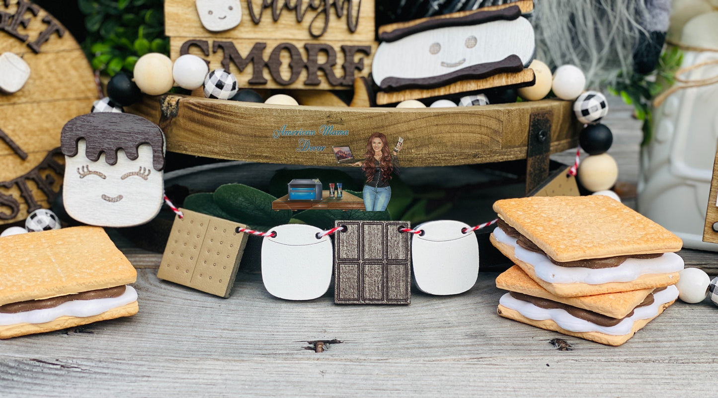 S’mores Tier Tray set, home decor, Rae Dunn, love you s’more, worry less laugh s’more, let’s get toasted, s’mores station, marshmallow