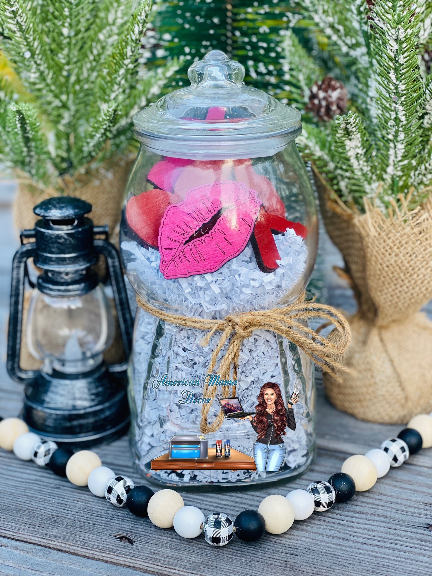 Valentines Gumball machine filler, wooden valentine cutouts, tiered tray decor, shelf sitter, farmhouse decoration, table decor