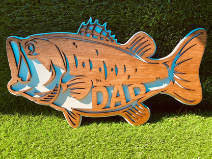 BASS Father’s Day sign-DAD-Grandpa-uncle-papa or plain fish hanging sign home decor, perfect Father’s Day day gift, fishing, outdoors