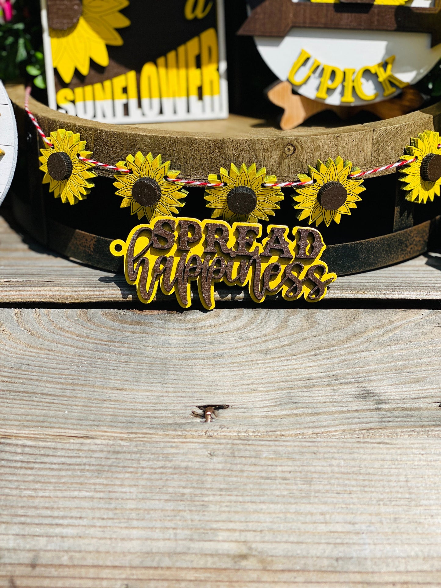 Sunflower Tier Tray Decor,home decor,Rae Dunn decor,shine like a sunflower, spread kindness,fresh cut sunflowers,sunflowers u pick