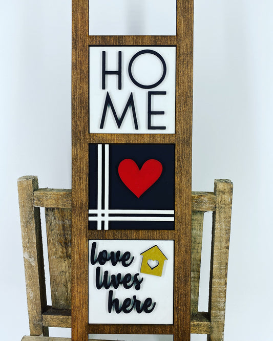 HOME Leaning ladder, home decor, Rae Dunn displays, gift for mom, love lives here, hutch displays, realtor gifts, housewarming gift