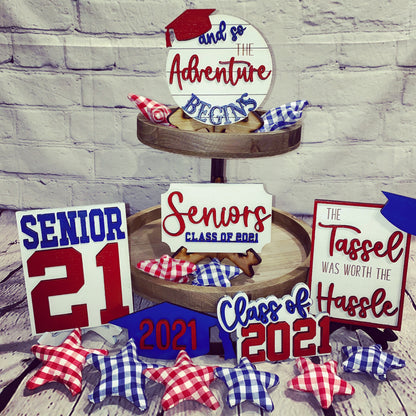 Graduation, Senior 2025, Tier Tray decor, class of 2025, home decor, Rae Dunn, college, high school,  tassel was worth the hassle, seniors