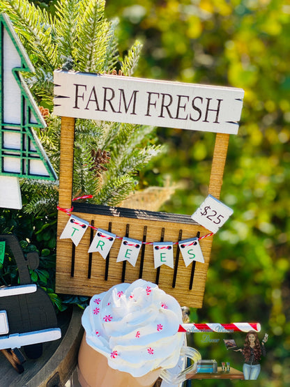 Christmas Tiered Tray Set,home decor, merry Christmas, Christmas, farm fresh trees, farmhouse Christmas decor,xmas decor, Rae Dunn decor