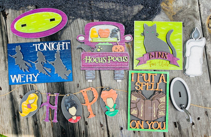 Witches tier tray decor, Halloween tier tray decor, home decor, witch spells, Rae dunn decor, Binx, witches, black flame