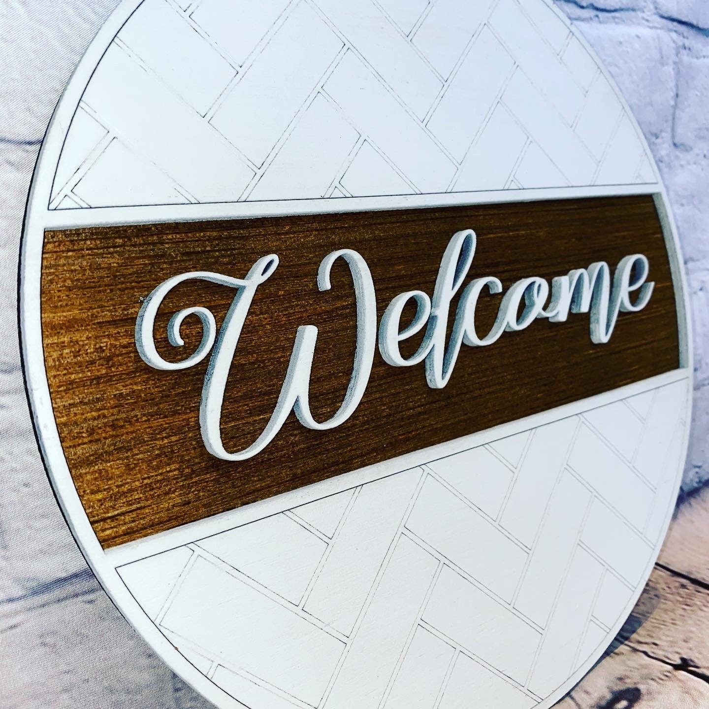 Welcome herringbone door hanger