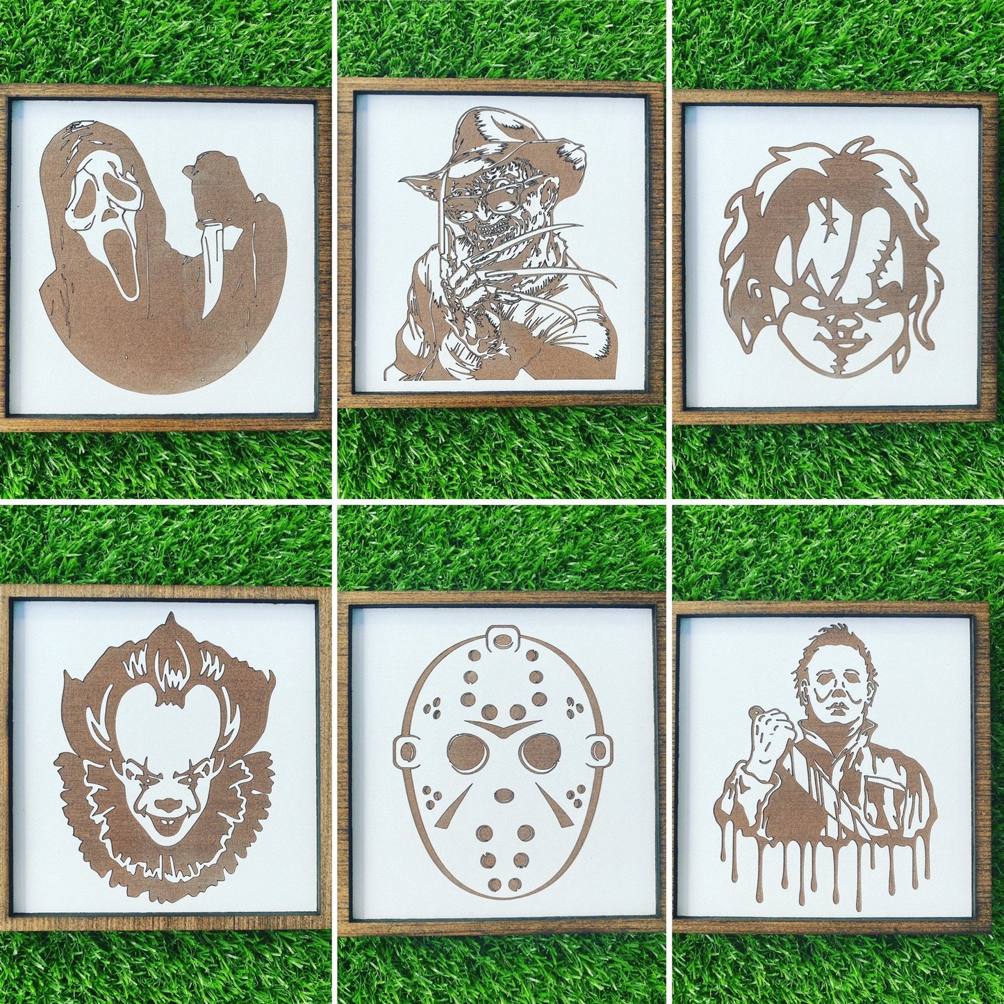 Engraved Horror movie legends signs, horror home decor,halloween, Jason, Freddy Krueger, Michael Myers, pennywise, Chucky, ghostface