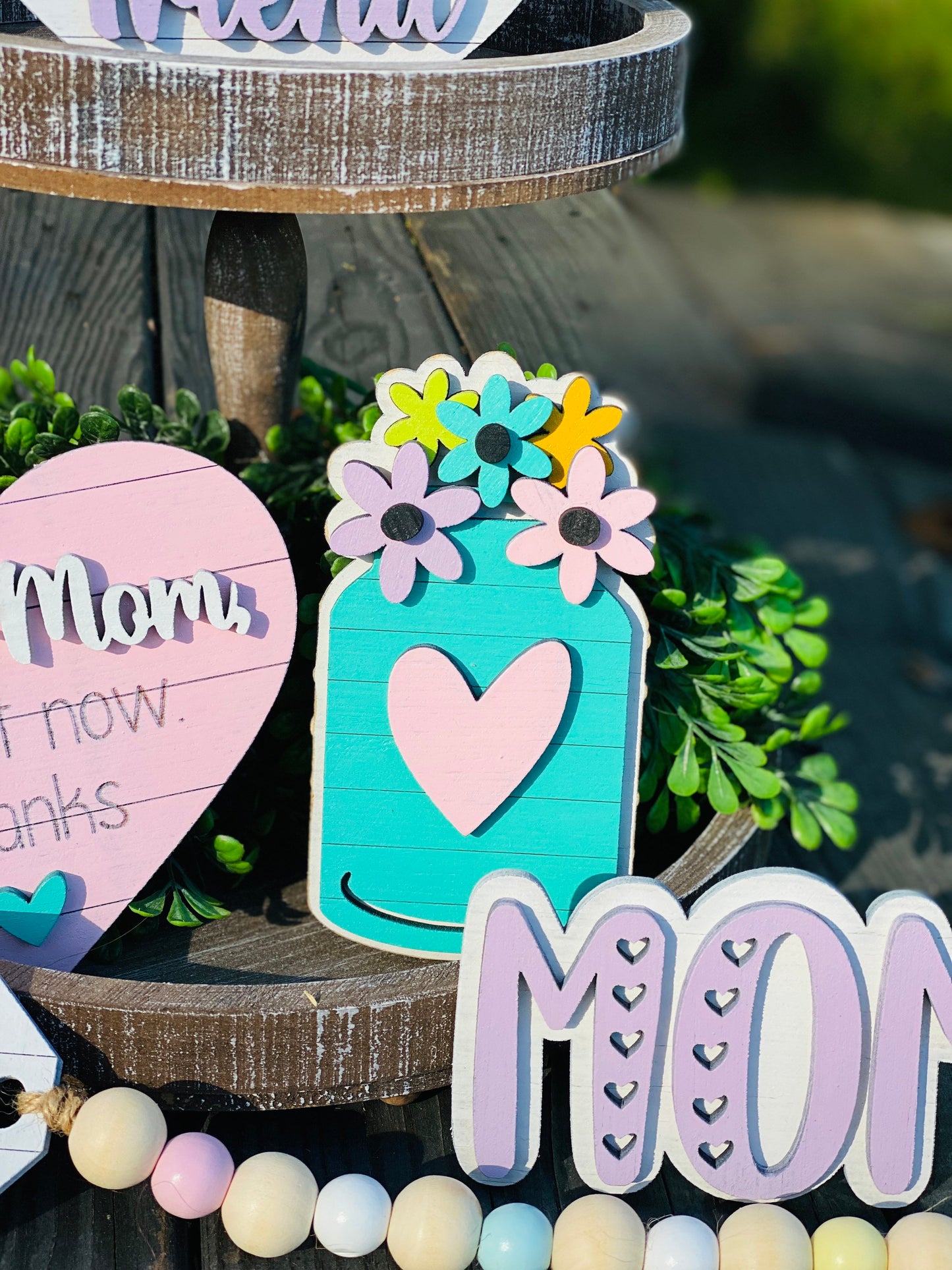 Mother’s Day tier tray set, tier tray decor, moms day, celebrate mom, most loved mom, always my mother, forever my friend, mom, home decor