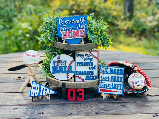 Baseball Tier Tray Set, home decor, baseball decor, man cave, home is where my heart is, home plate, baseball, kids room decor, play ball
