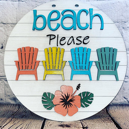 Beach Please Door Hanger