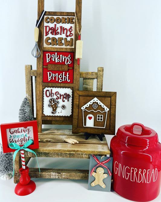 Gingerbread Man Leaning ladder, home decor, Rae Dunn displays, gift for mom, cookies, baking crew, hutch displays, holiday decor