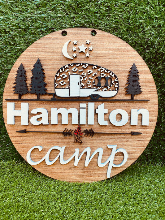 Camping enthusiast door hanger home decor