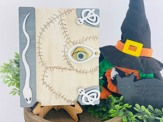 Witch tiered tray decor,home decor,Halloween, spellbook,black cat,put a spell on you,smell children,broom rides,we fly tonight,witches