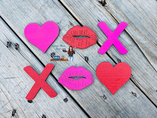Valentines Gumball machine filler, wooden valentine cutouts, tiered tray decor, shelf sitter, farmhouse decoration, table decor