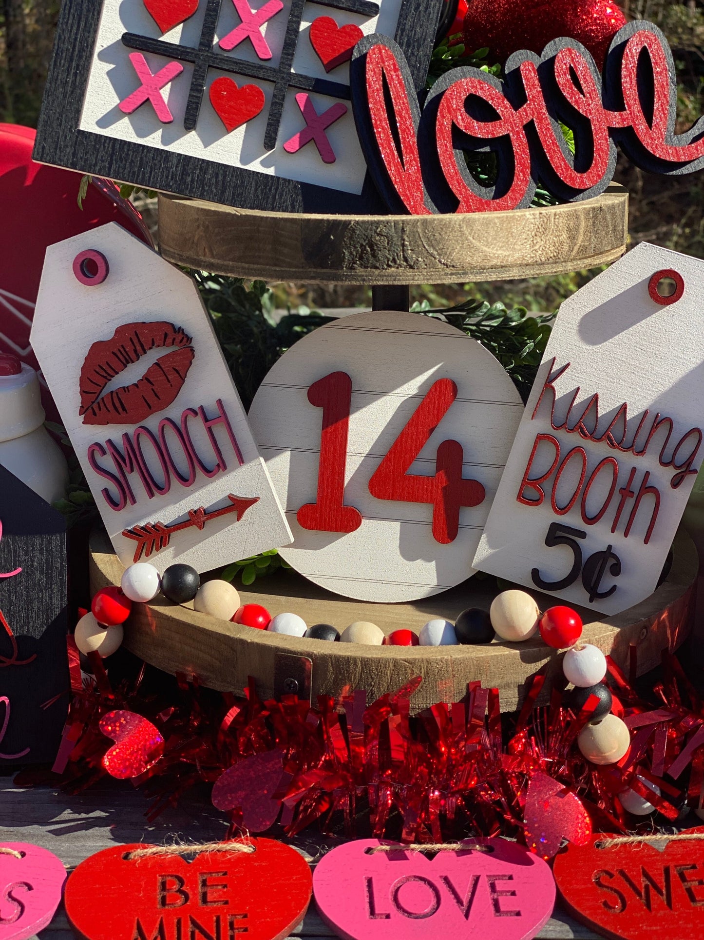 Valentines tier tray, home decor, tier tray set, sweetheart, love lives here, valentine, be mine, Rae dunn decor, true love, hugs, kisses